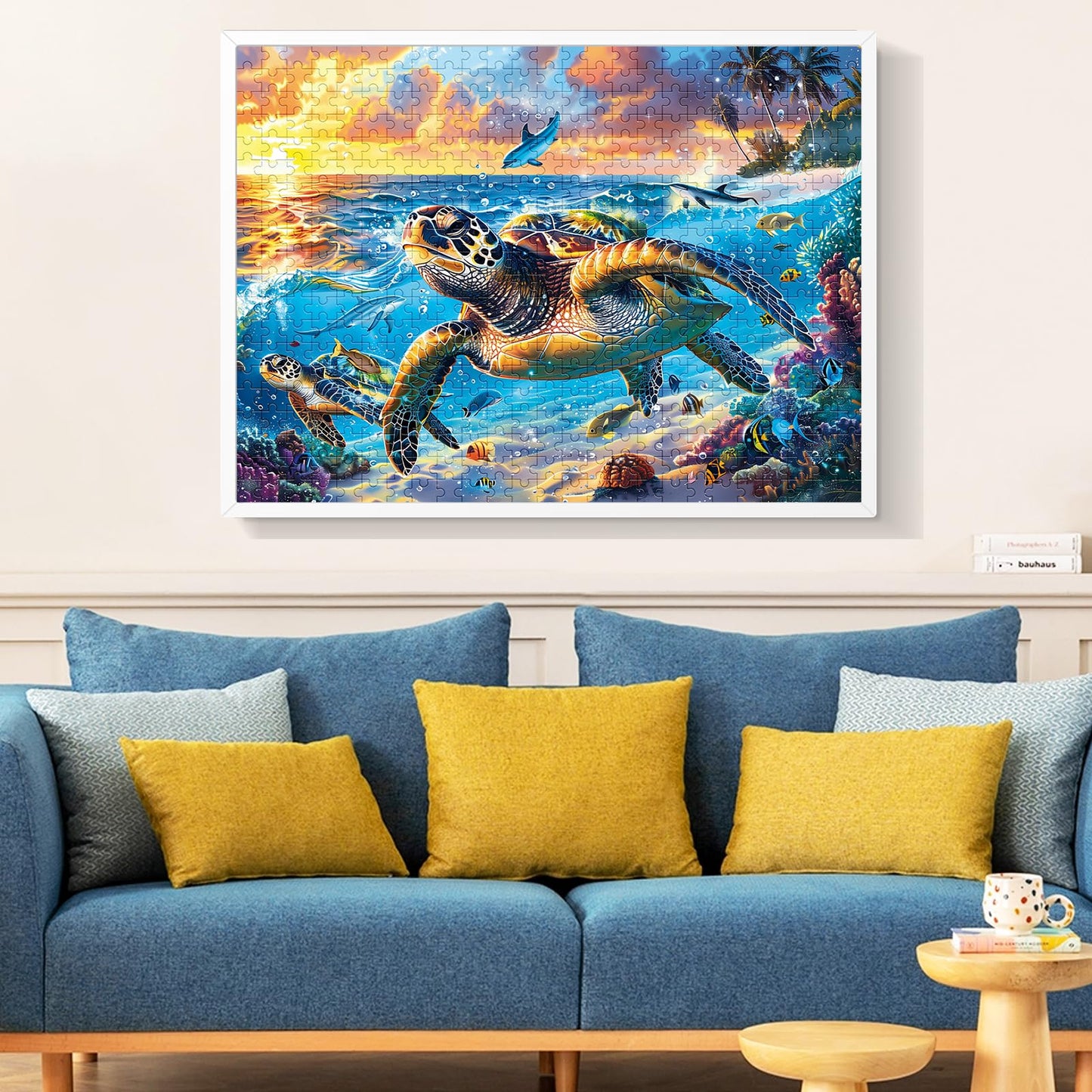 Edsjegn 500 Piece Sea Turtle Puzzle – Recycled Cardboard Jigsaw, Ocean Scene, 20.5 x 15 inches