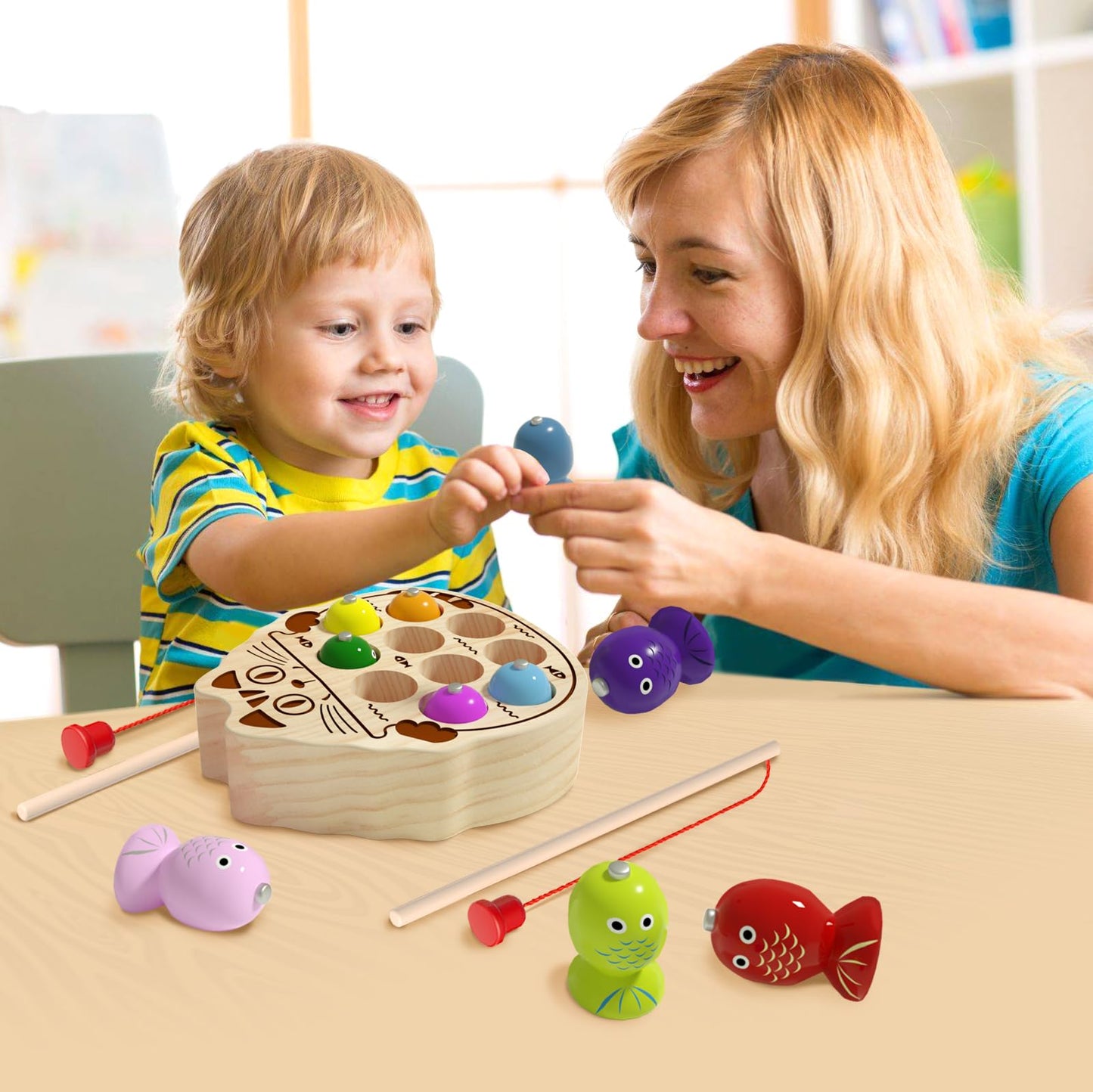 edutree Magnetic Fishing Game for Toddlers 1-3 - Montessori Fine Motor Toy