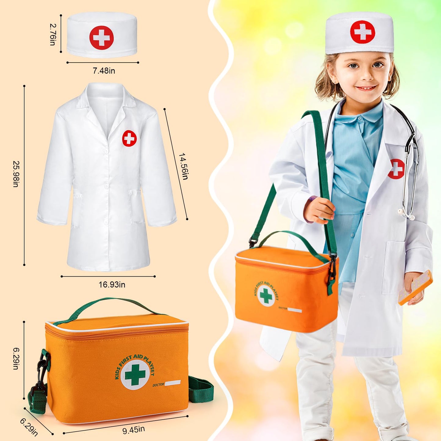 EFO SHM Doctor Kit for Kids - 34-Piece Playset with Stethoscope & Storage Bag