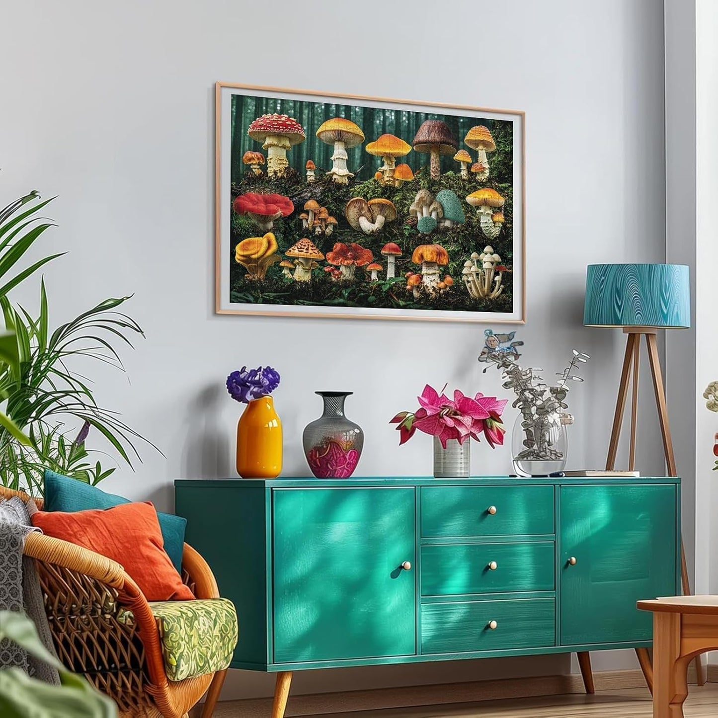 EIYRURU 300-Piece Mushroom Forest Puzzle – Large Pieces, Colorful Botanical Scene, Recycled Cardboard