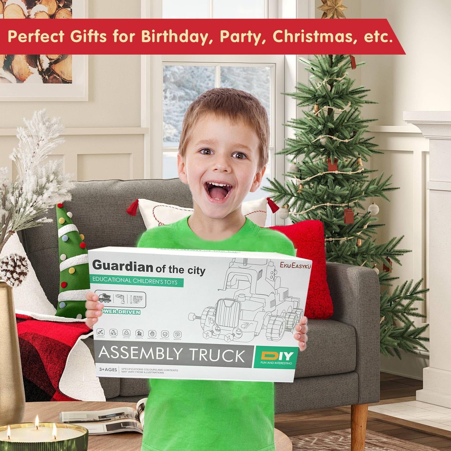EKU EASYKU 11-Inch Large Take Apart Army Truck – STEM Assembly Toy for Kids 3-8