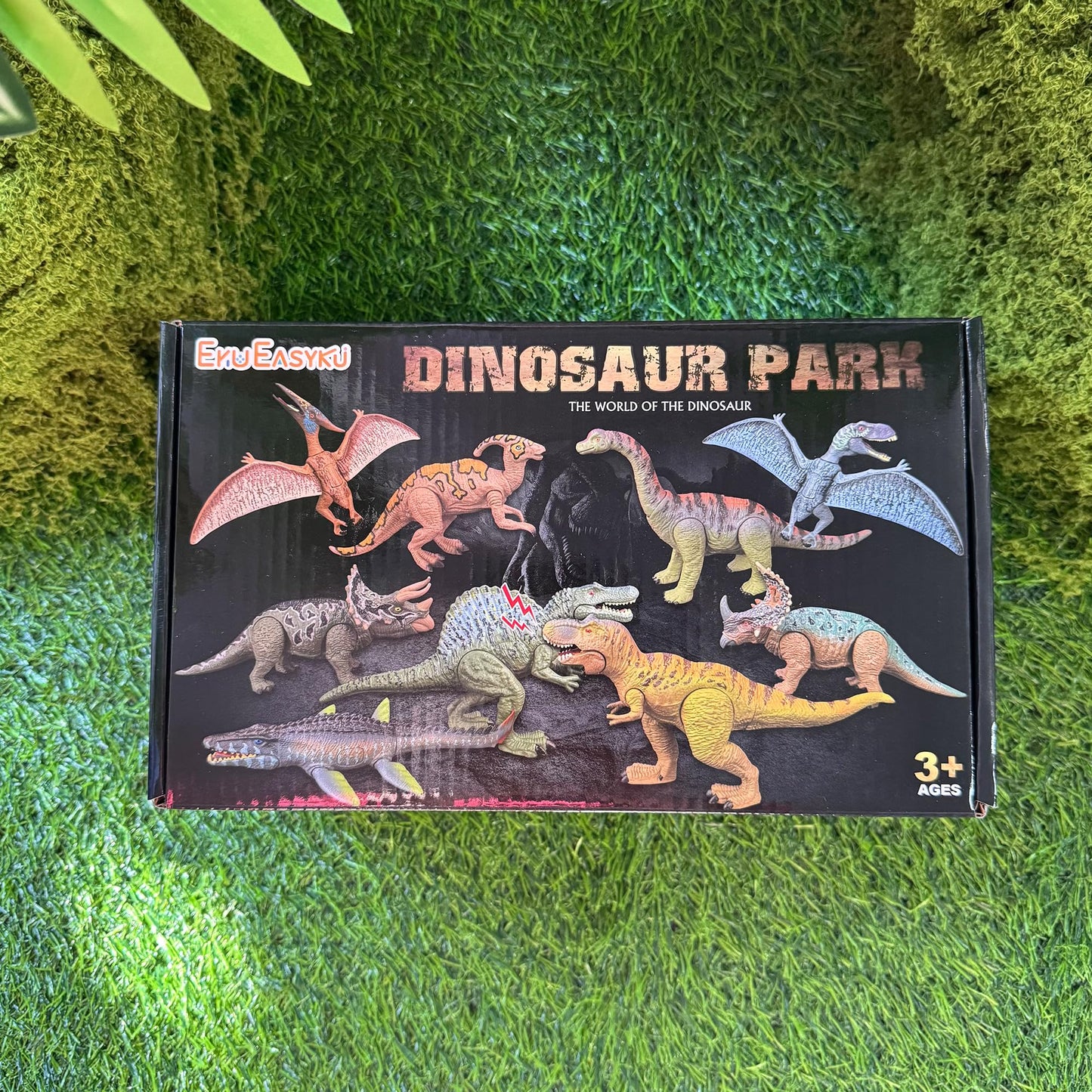 EKU EASYKU Dino Toys: Spinosaurus, Mosasaurus & Parasaurolophus with Movable Heads for Kids 3–12