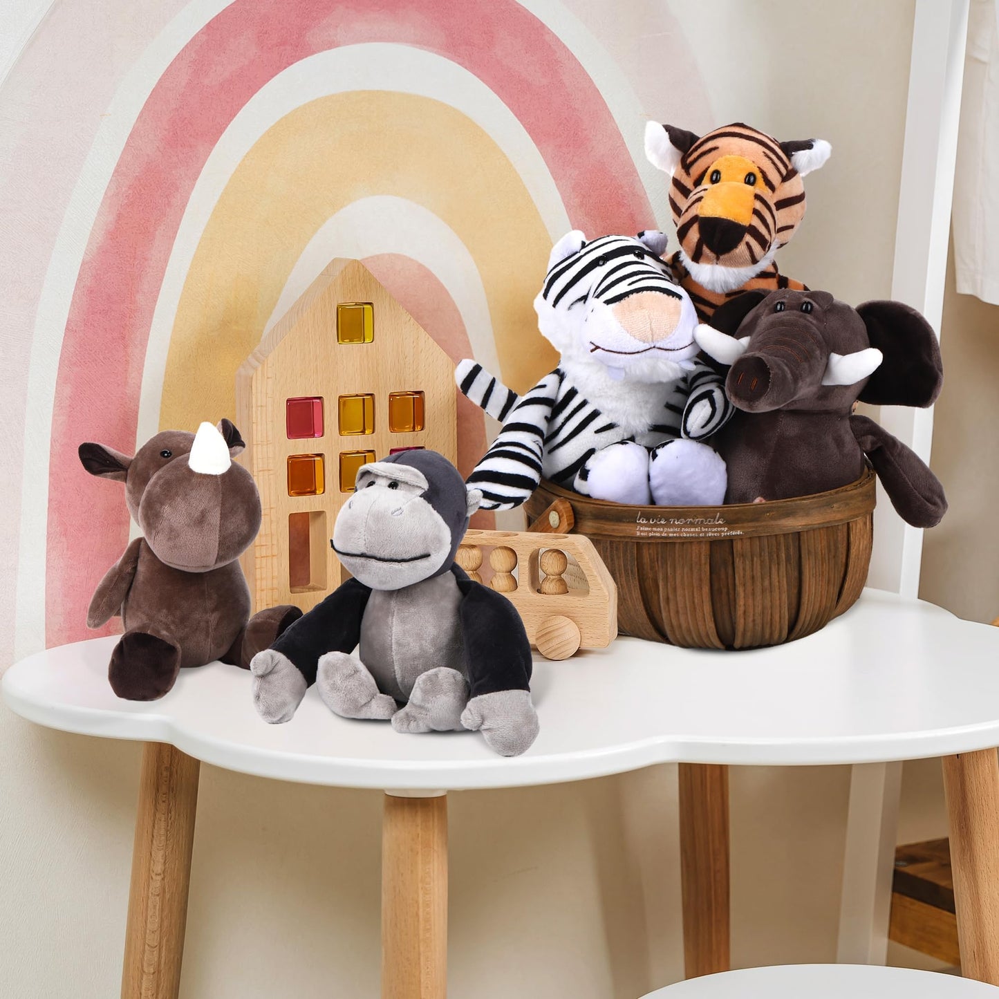 Elcoho 15-Piece Safari Stuffed Animals Plush Toys — 9.8 Inch Jungle Animal Set