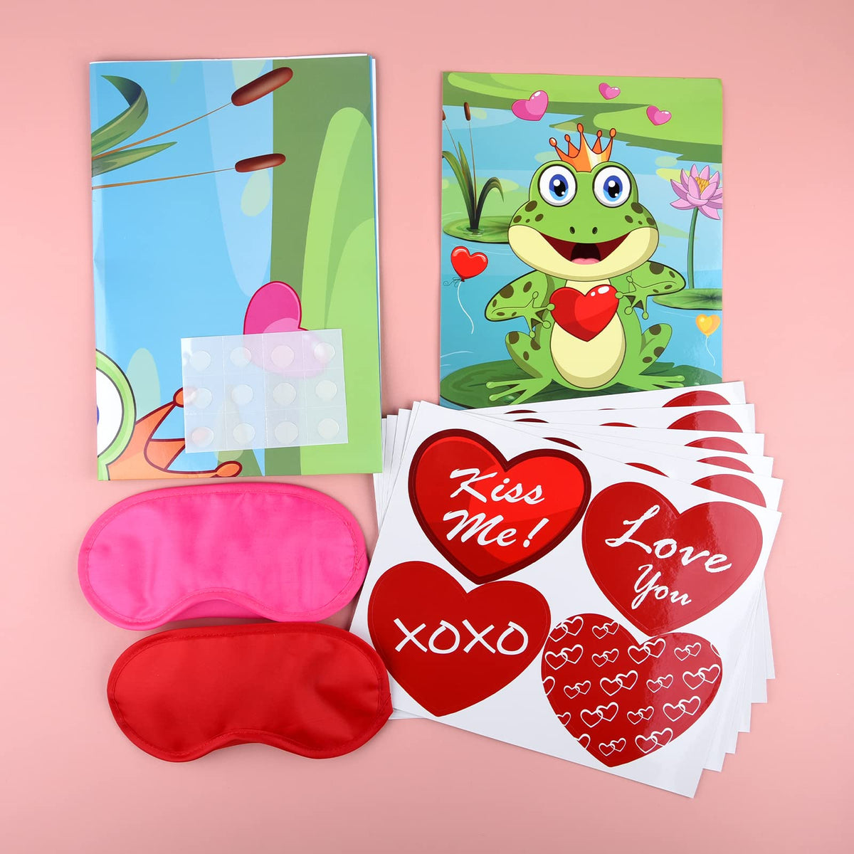 ELECLAND Pin the Heart on the Frog Valentines Party Game for Kids | Heart Stickers & Valentine Decor