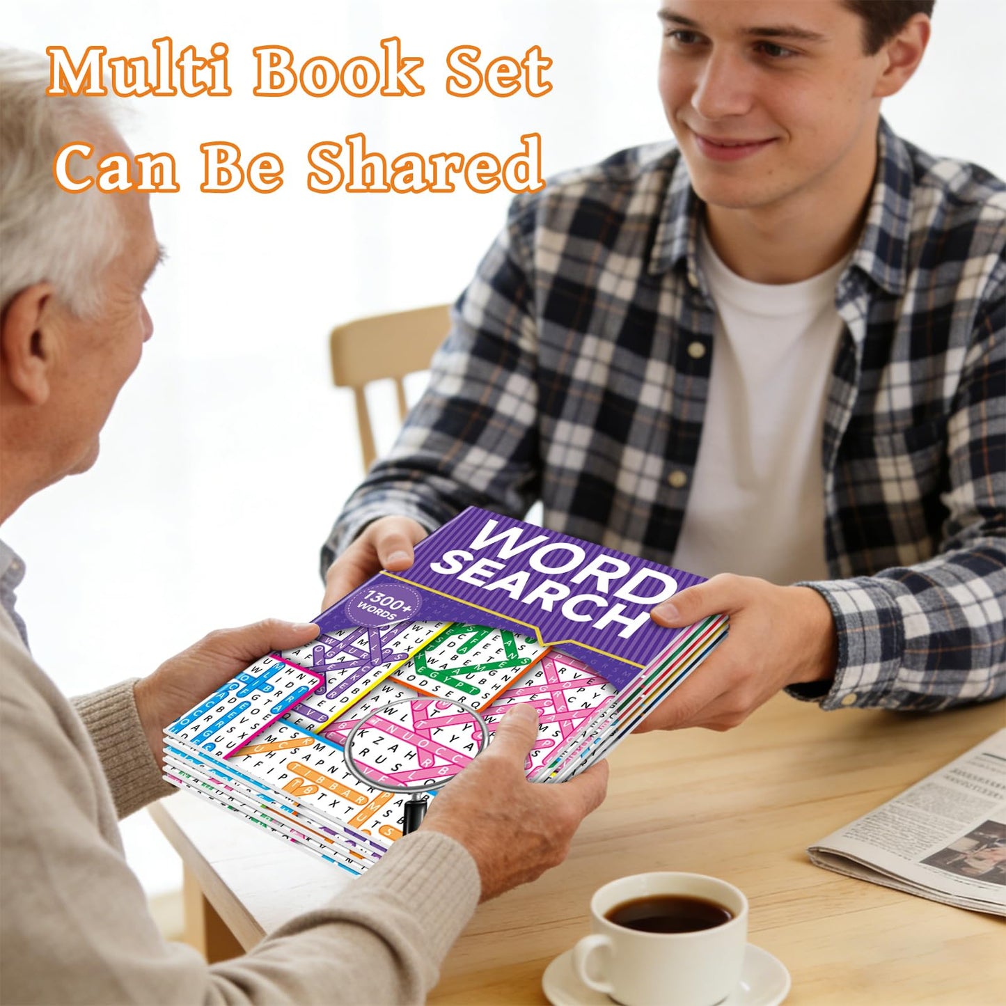 Elfew 8000+ Large Print Word Search 6-Pack — 330+ Themes & Shaped Puzzles