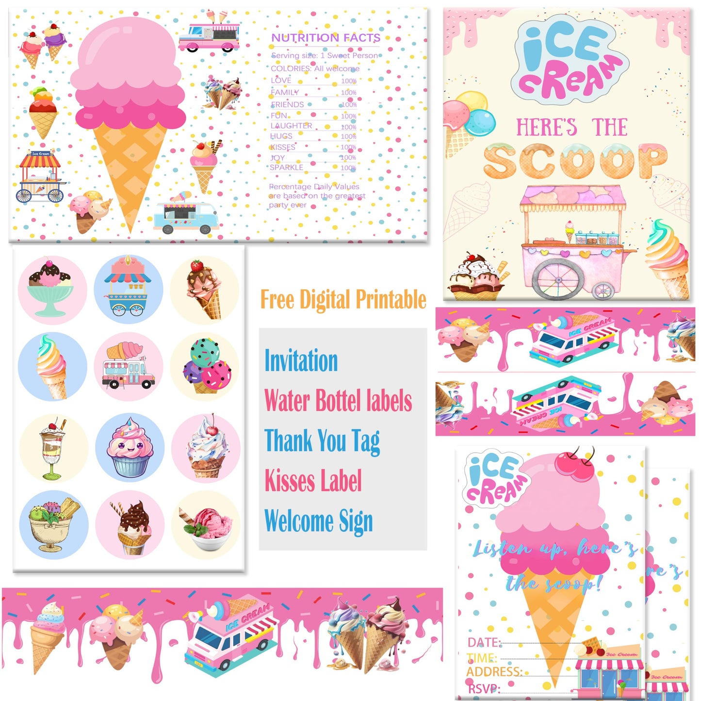 Empire Party Supply Ice Cream Party Favors — 72 Pc Set with Slap Bracelets & More