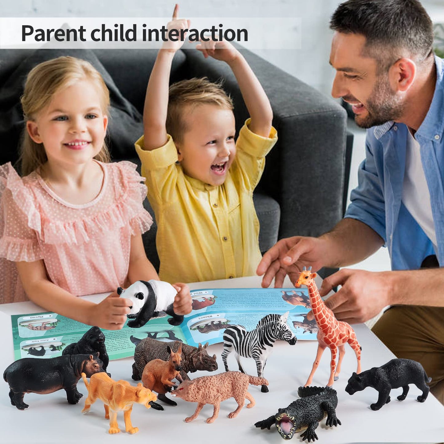 EnAuRoL 31 Pcs Safari Animals Figures Set for Kids 3+ | Realistic Jungle Playset