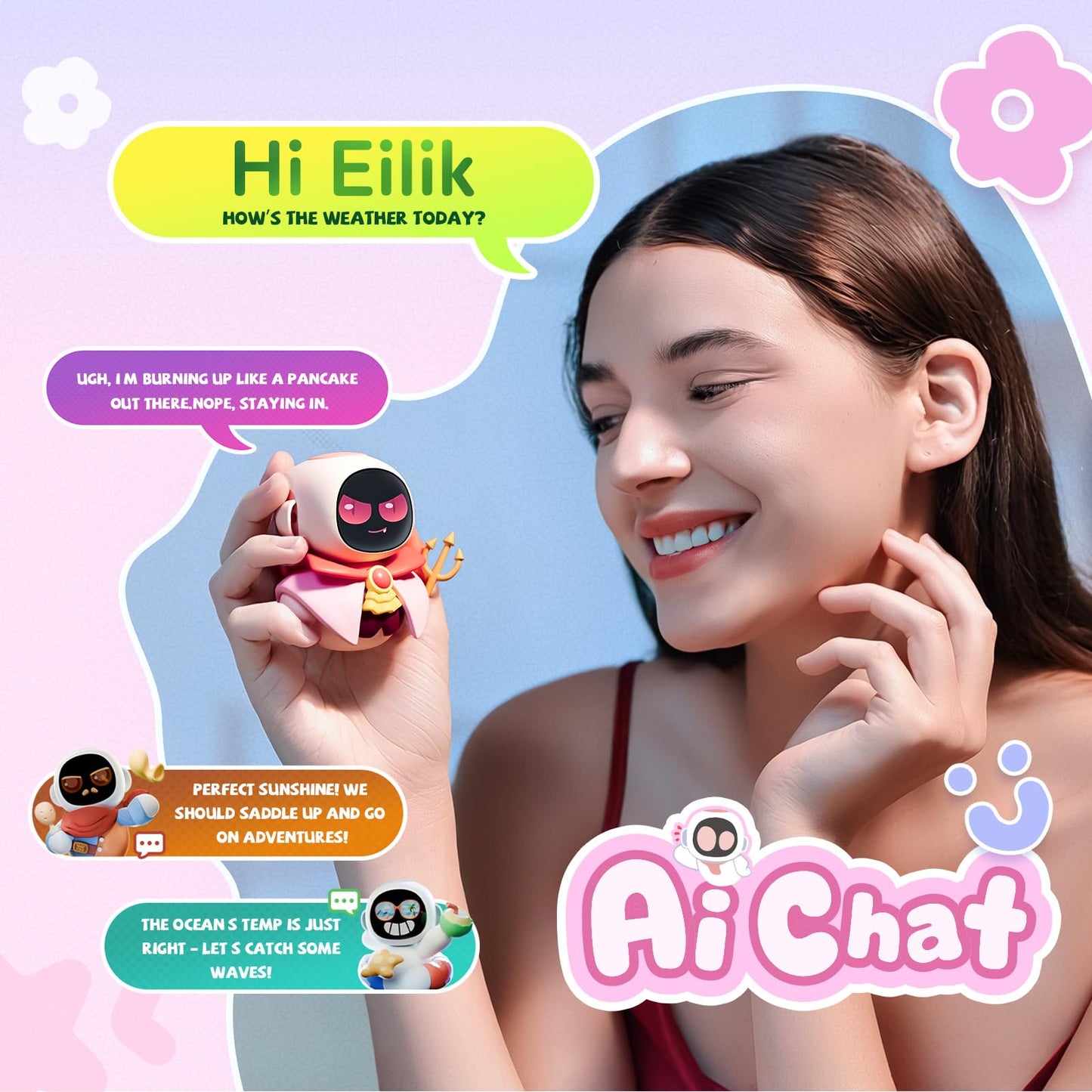 ENERGIZE LAB Eiliko Coral Pink – Tiny AI Charm Pendant for Daily Outfits