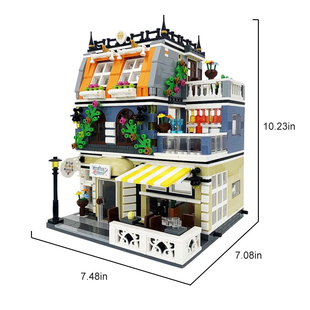 ENJBRICK Garden Hotel Assembly Square Building Kit — 1284 PCS | Collectible Display Toy