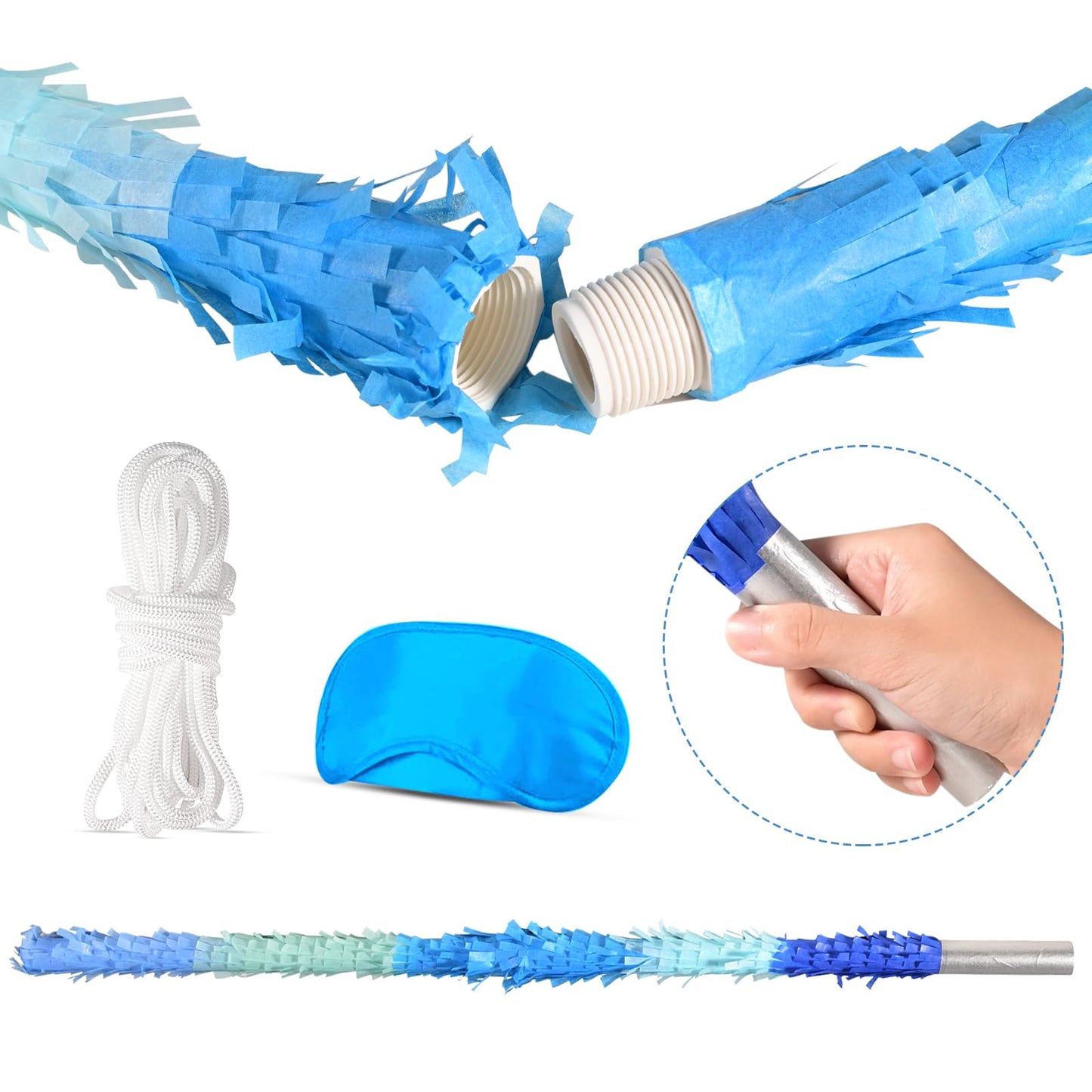 EnriQ 30-Inch Unbreakable Piñata Stick Kit with Blindfold – Blue