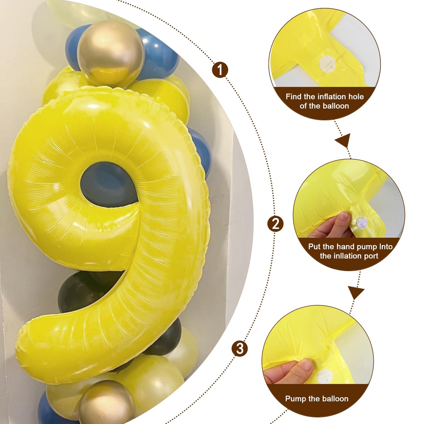 Enyeopd 40-Inch Yellow Number Balloon – Milestone Birthday Decor for 3, 13, 23, 30 | Party Decor