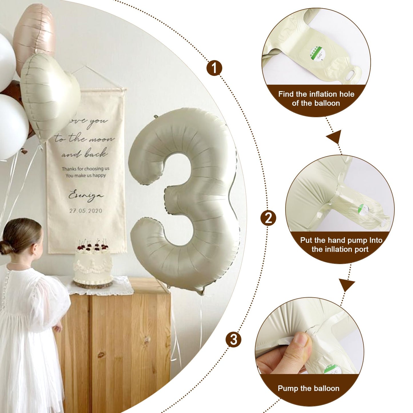 Enyeopd 40-Inch Cream Number Balloon – Happy Birthday Numerals for All Ages