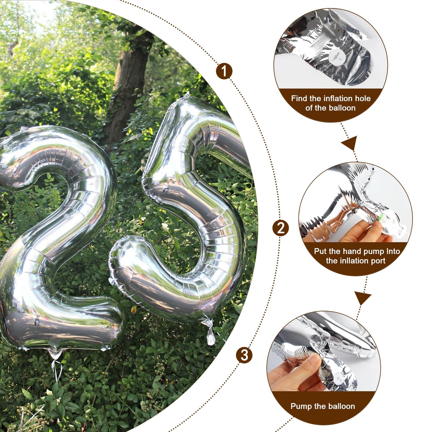 Enyeopd 40-Inch Silver Number Balloons for 8 – Versatile Party Decor for Birthdays, Weddings & More