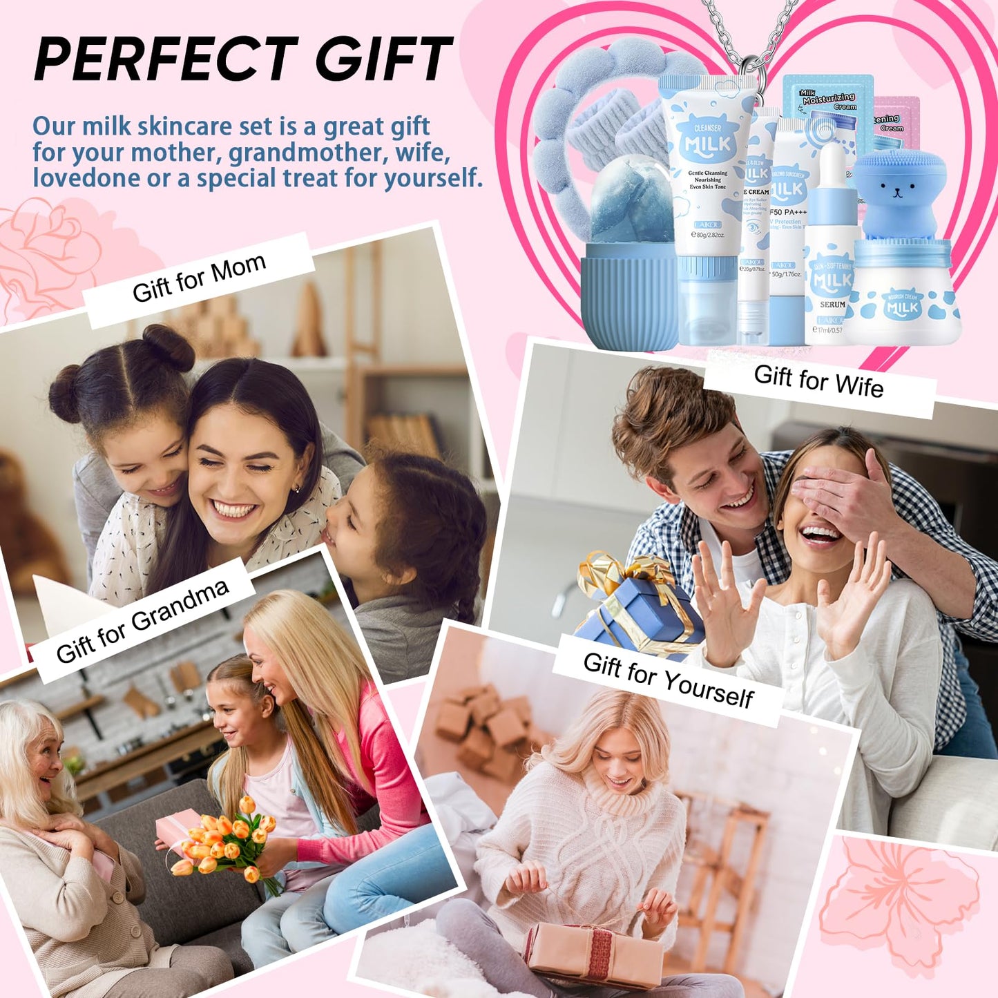 EONFAVE Milk Skin Care Set — Teen Skincare Kit & Gift for Girls 10-12 and Women