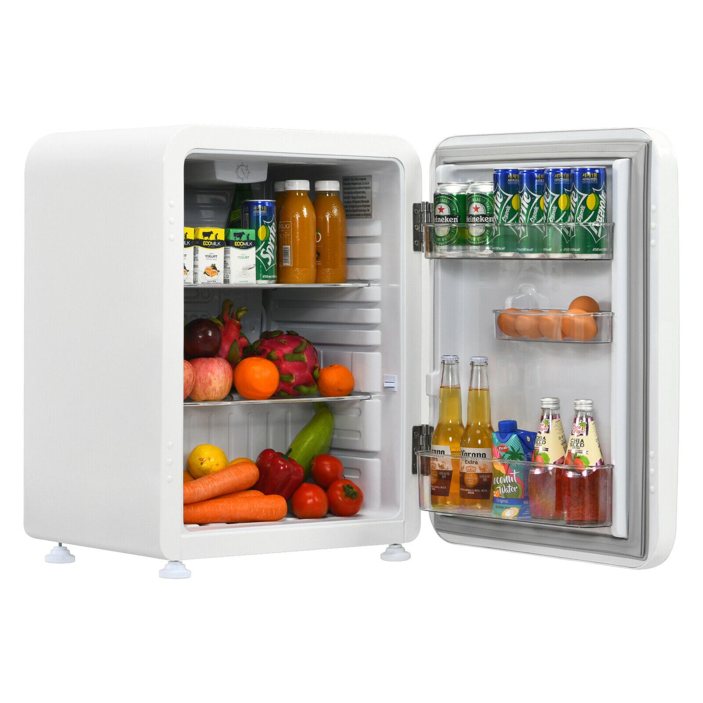 68L Compact Refrigerator with LED Light and Adjustable Thermostat-Red