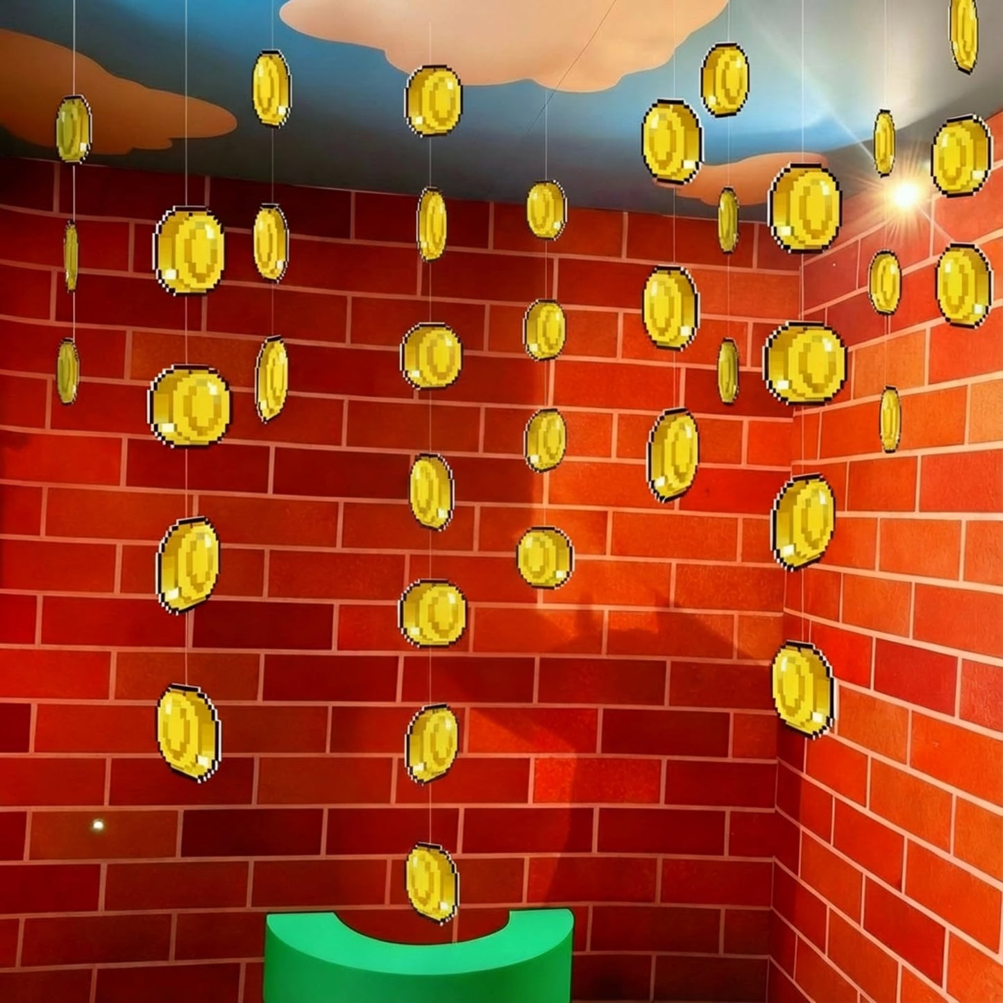 Epakh 24 Pcs Gold Coin Hanging Decorations — Video Game Theme Party Decor