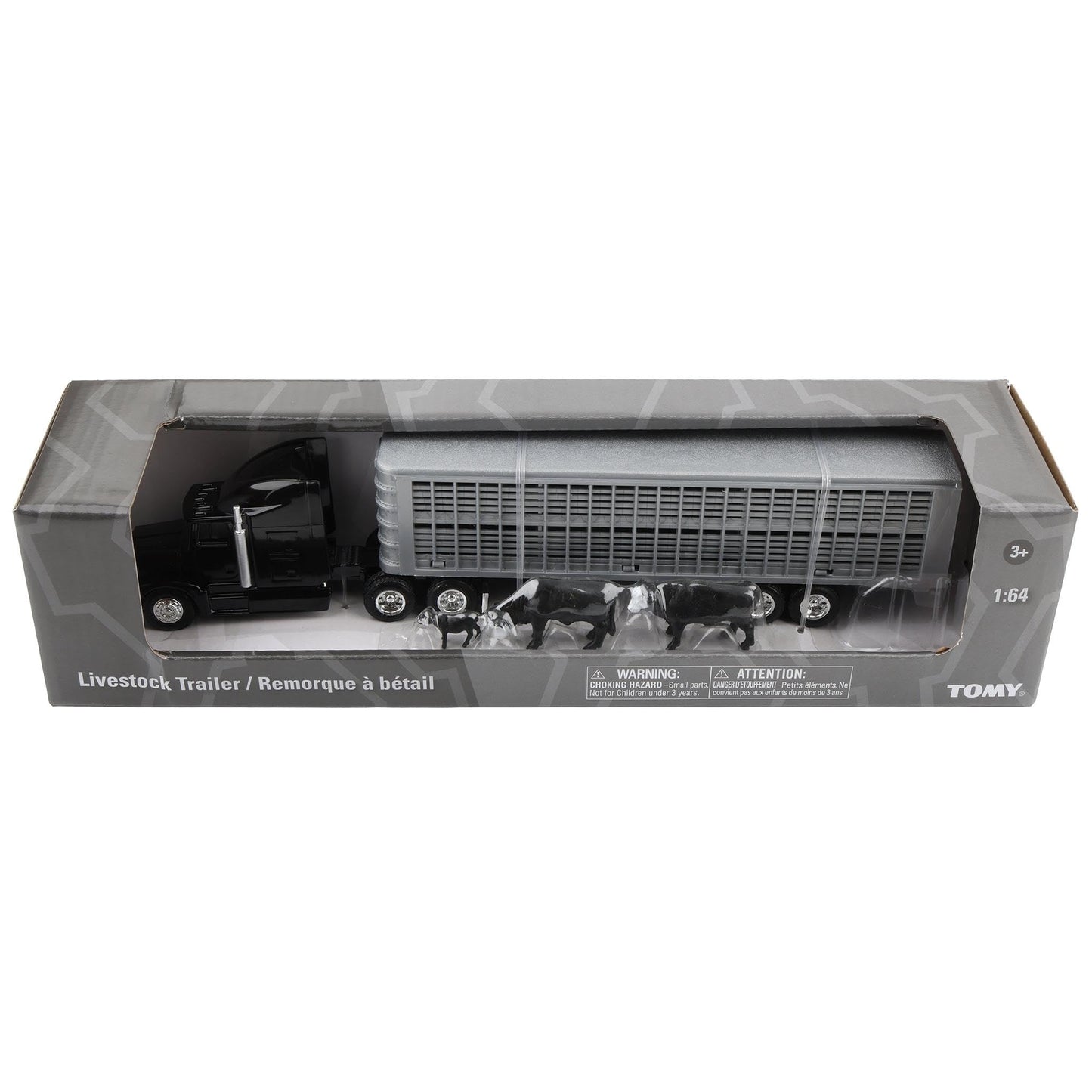ERTL 1/64 Black Semi Truck with Cattle Trailer and Cattle – 45967