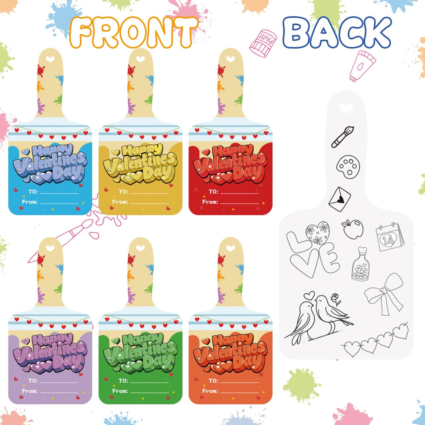 Eruner Valentines Day Gifts for Kids – 24 Pack Watercolor Cards & Paint Set