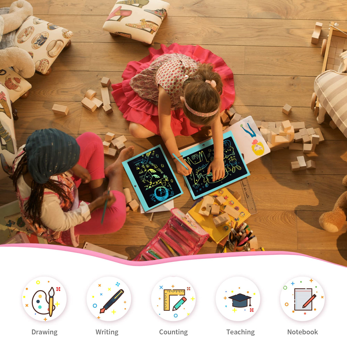 ERUW LCD Writing Tablet for Kids – 15-Inch Colorful Doodle Board