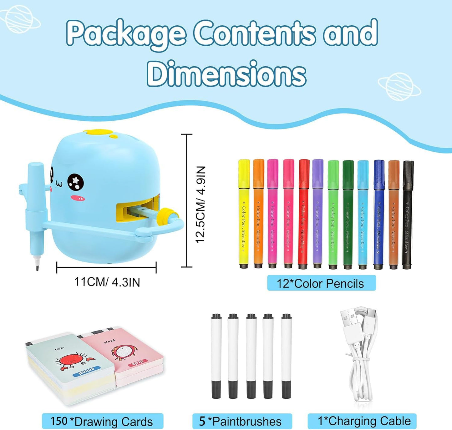 ERYMCS Drawing Robot for Kids — Interactive Learning Toy with Cards & Pens