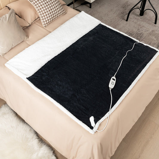 154 x 130 CM Reversible Electric Heated Blanket with 10 Heat Settings-Dark Grey