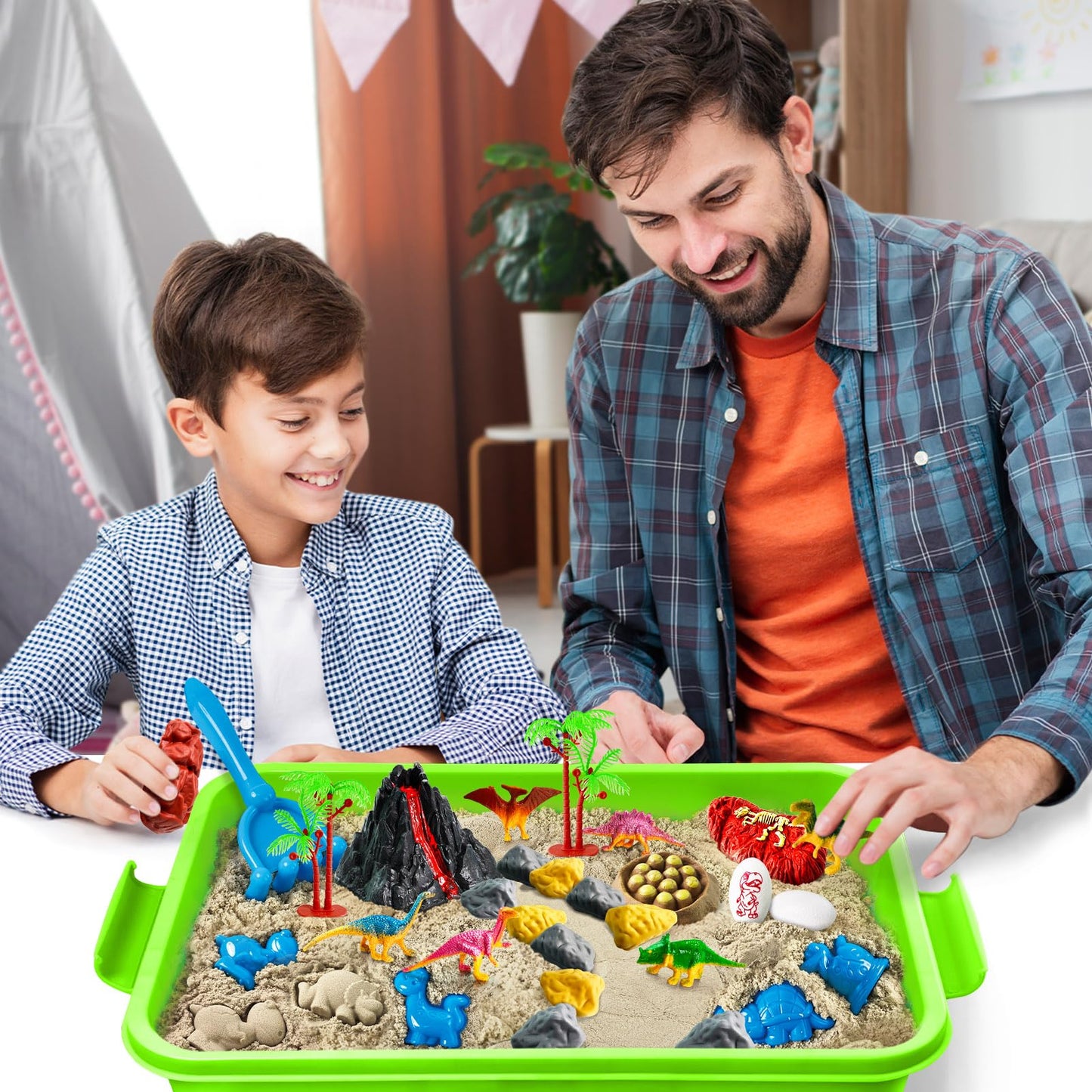 Essenson Sensory Bin: Dinosaurs Kit with Sensory Sand for Imaginative Sandbox Play