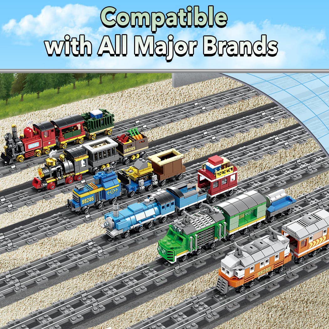 Etarnfly 60PCS City Train Tracks – Straight & Flexible Rail Set, Compatible with Major Brands