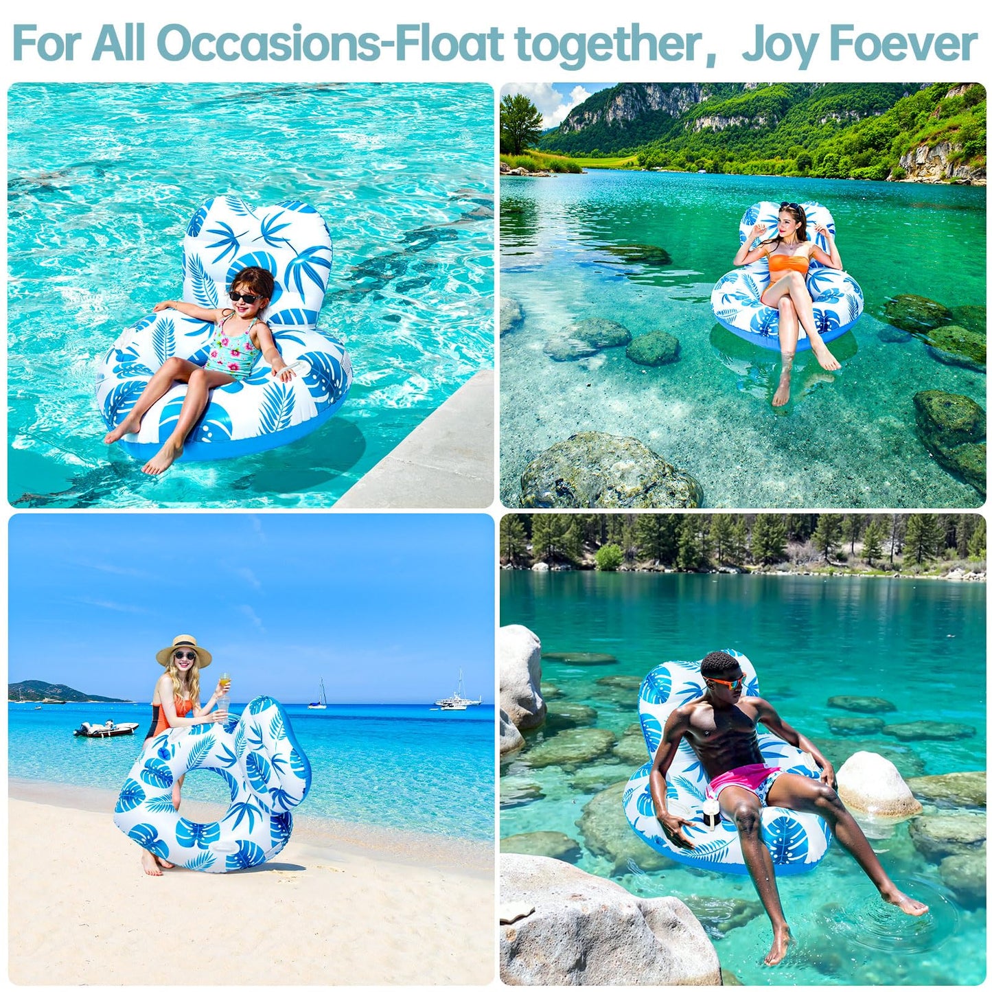Etegow 2025 Model: Inflatable Unibody Pool Lounger with Cup Holders
