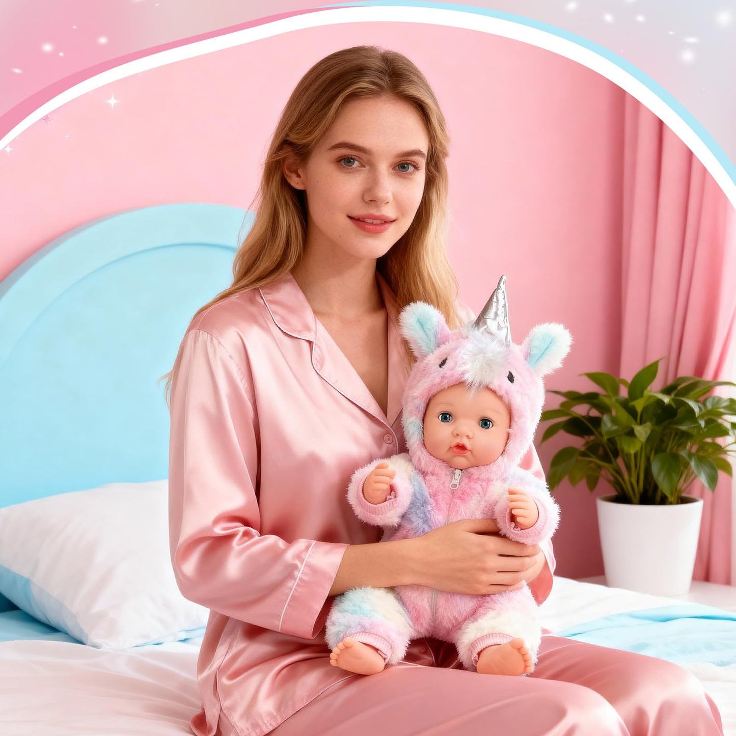 Eterfun 17-Inch Realistic Baby Doll – Lifelike Soft Body Toy with Bottle, Pacifier, Diapers