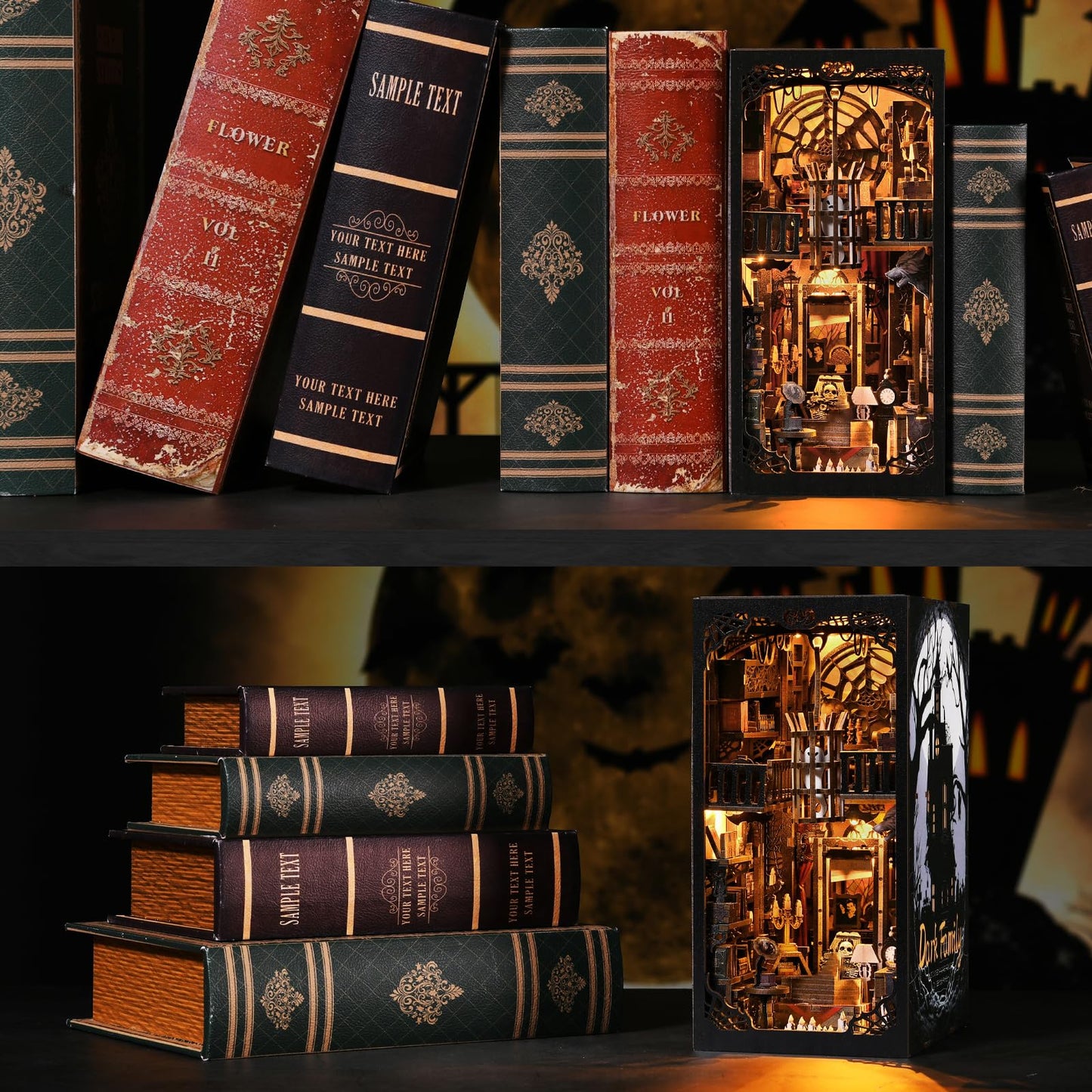 ETKVR Book Nook Kit – Dark Gothic DIY 3D Bookend & Shelf Insert