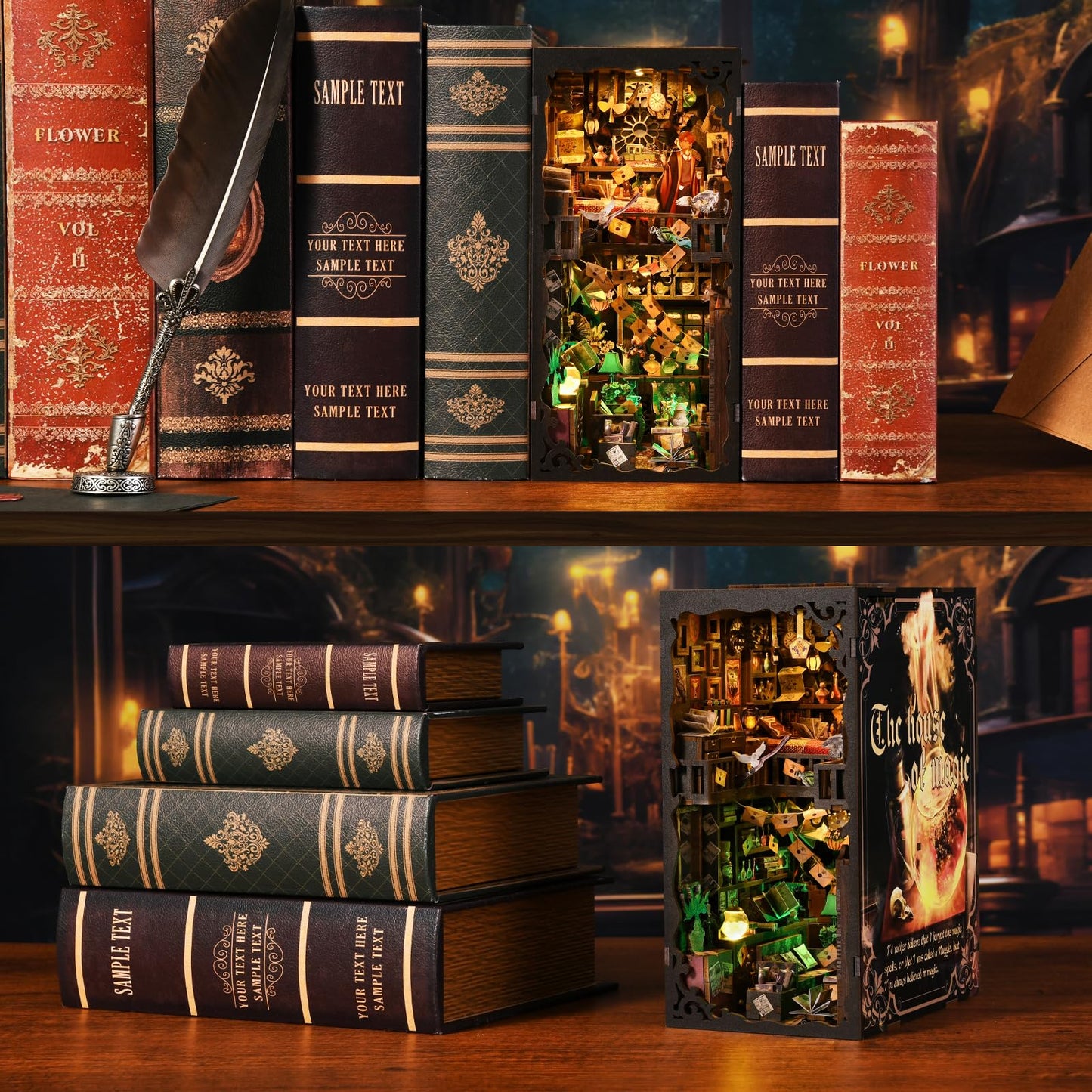 ETKVR Book Nook Kit – DIY Miniature House with LED Lights & Dust Cover