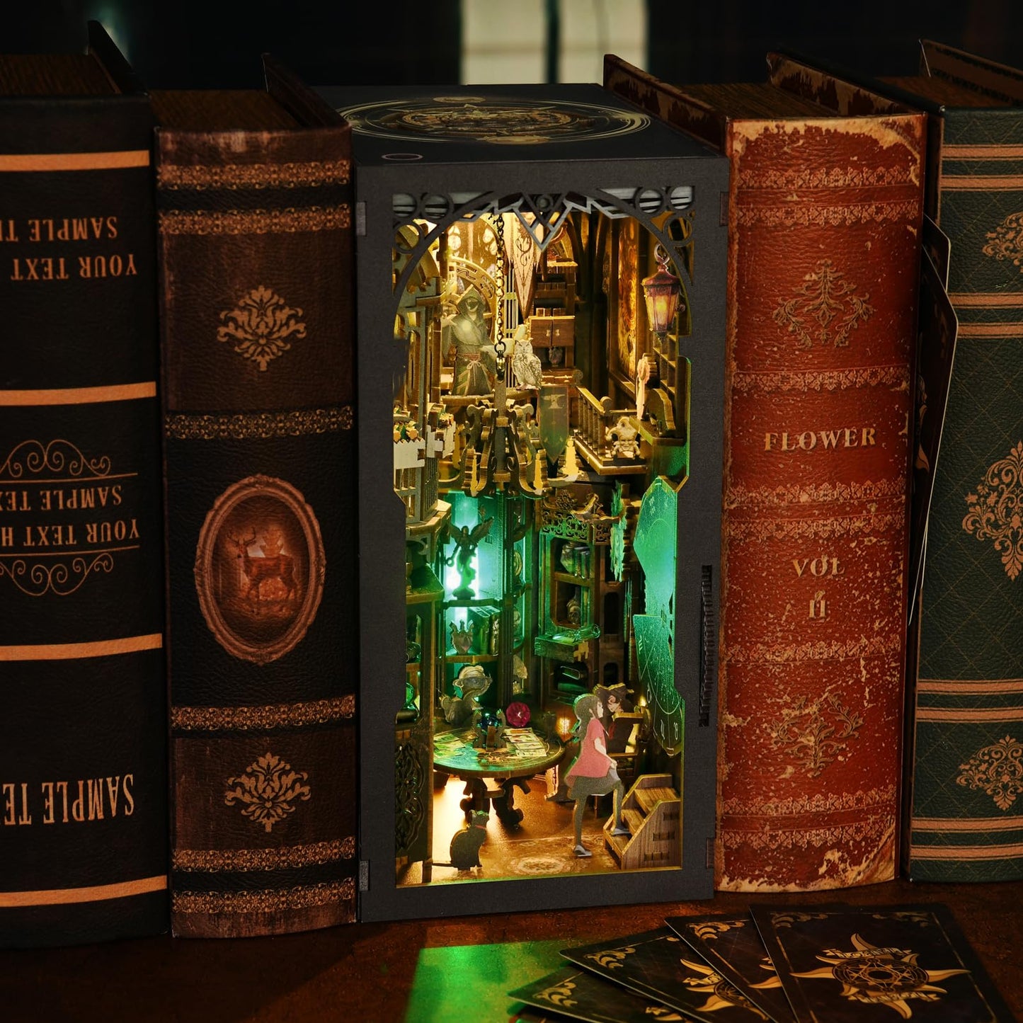 ETKVR Book Nook Kit – DIY Miniature House Dollhouse with LED Glow & Dust Cover