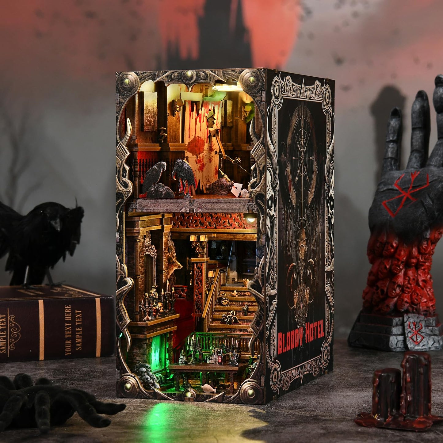 ETKVR Book Nook Kit | DIY 3D Wooden Bookend for Horror Decor