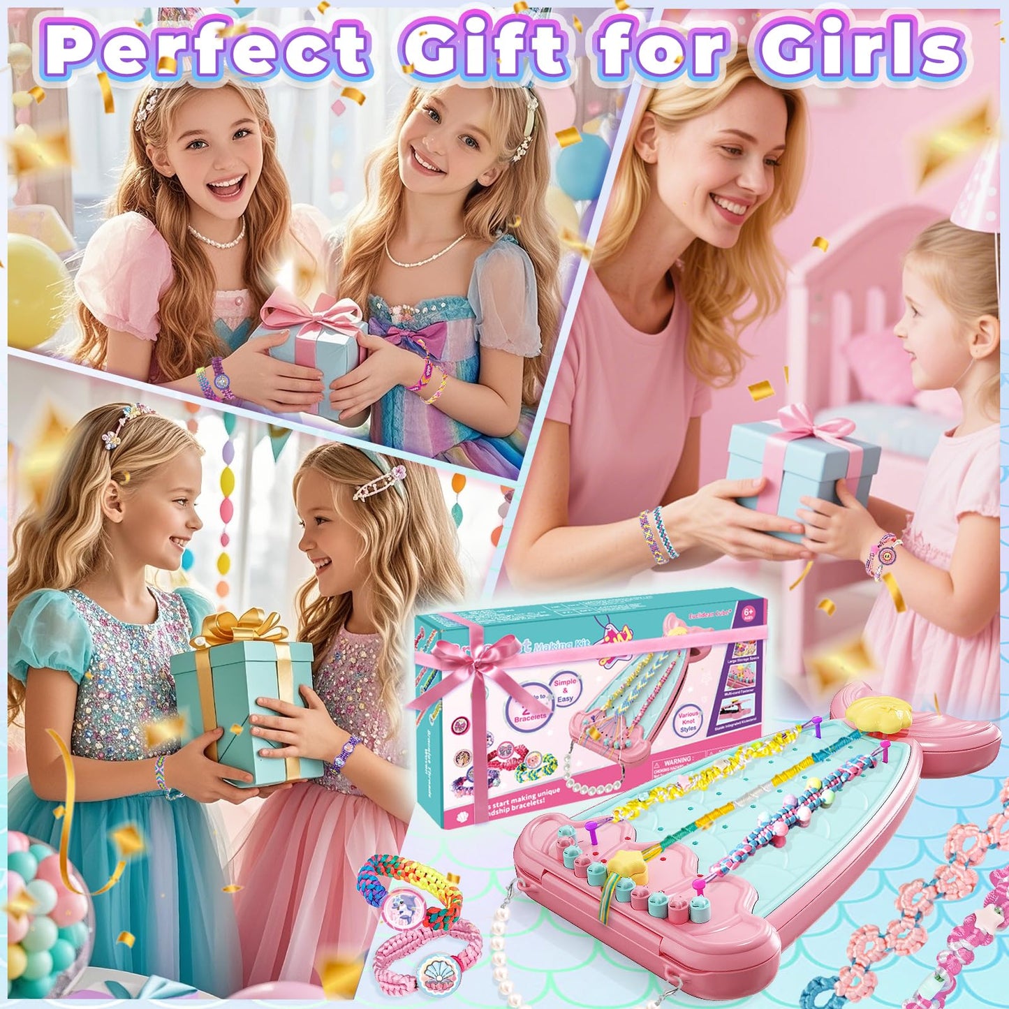 Euclidean Cube 2-in-1 Friendship Bracelet Kit for Girls Aged 8-12 | Jewelry Making & Travel Activity