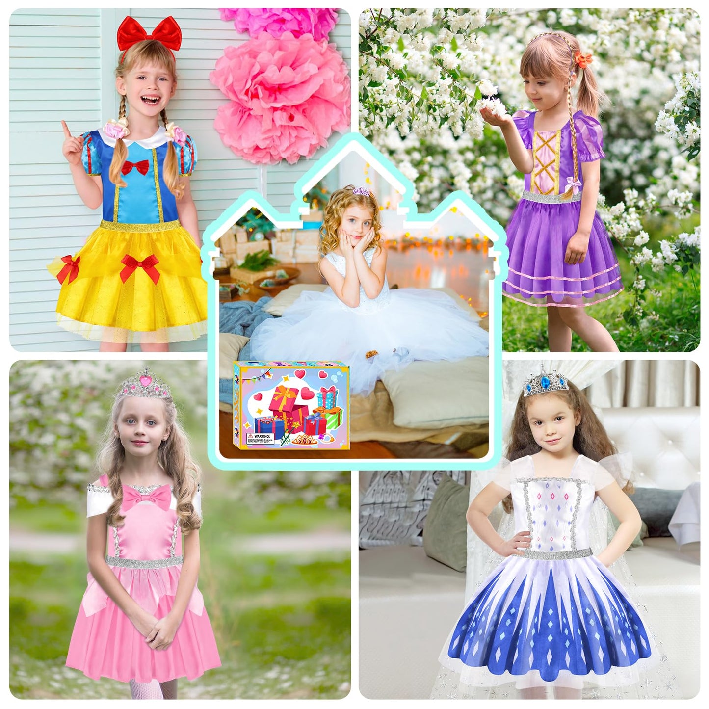 EULRGAUS Princess Dress Up Set for Toddlers | 4 Theme Dresses & Accessories