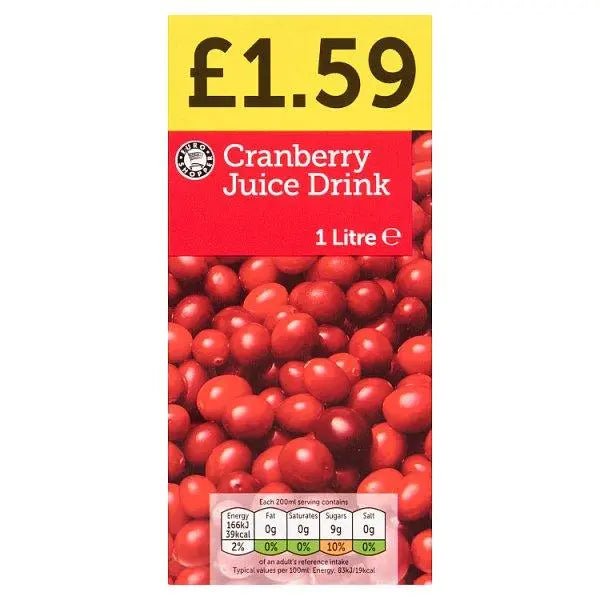 Euro Shopper Cranberry Juice Drink 1 Litre (Case of 12)