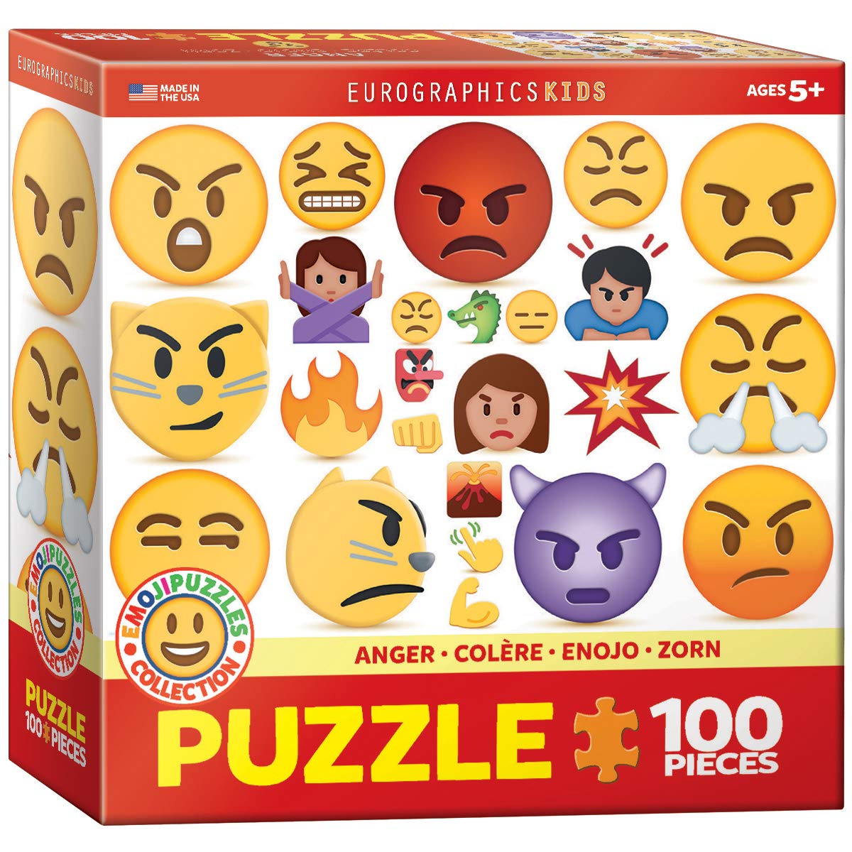 EuroGraphics Anger Emoji 100-Piece Puzzle – Multi | Durable, Made in USA