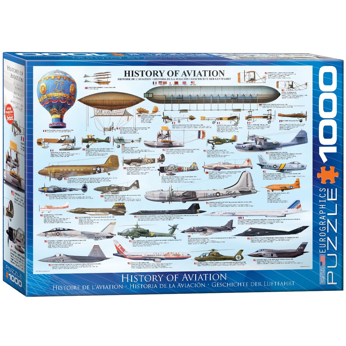 EuroGraphics History of Aviation 1000-Piece Puzzle | Recycled Board, Made in USA