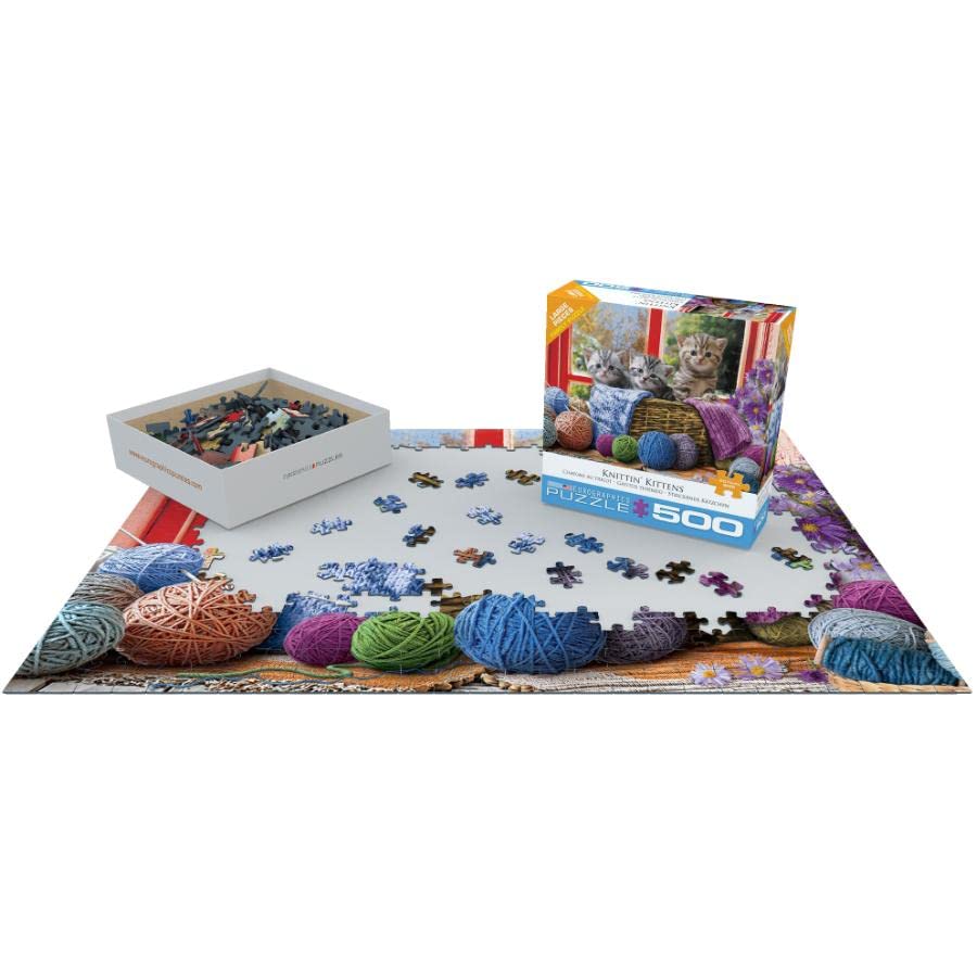 Knittin' Kittens 500-Piece Puzzle by EuroGraphics | Made in USA, Recycled Board