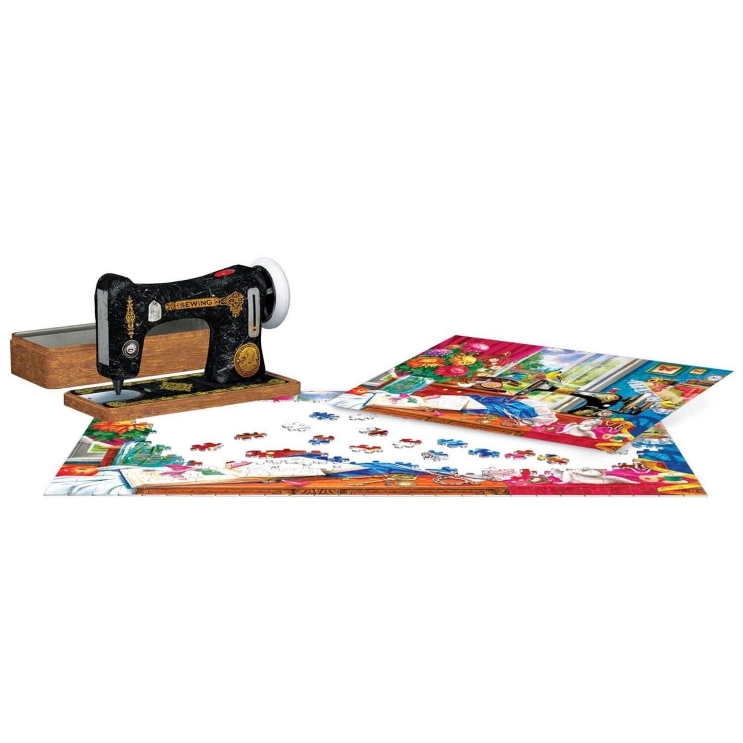 EuroGraphics Sewing Machine Tin Jigsaw Puzzle, Medium – 550 Pieces, Vintage Sewing Room Scene