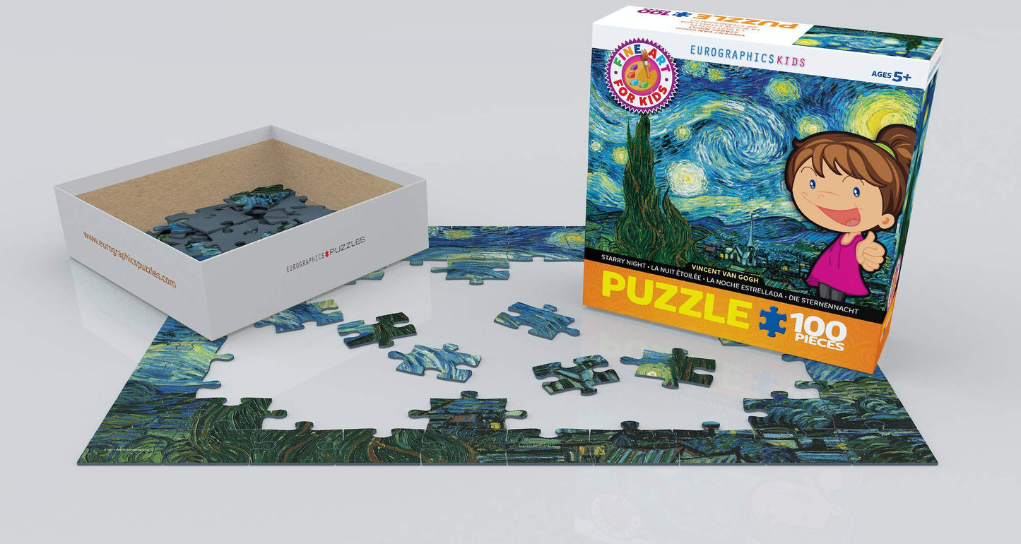 EuroGraphics Starry Night by Vincent van Gogh – 100-Piece Puzzle | Finished 13 x 19