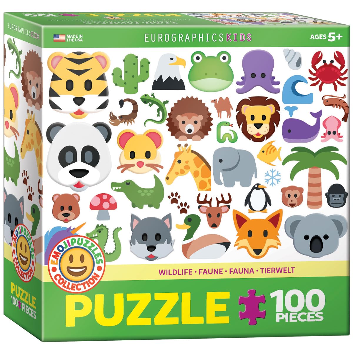 EuroGraphics Wildlife Animals Emoji Puzzle – 100-Piece Jigsaw for Kids (USA Made)