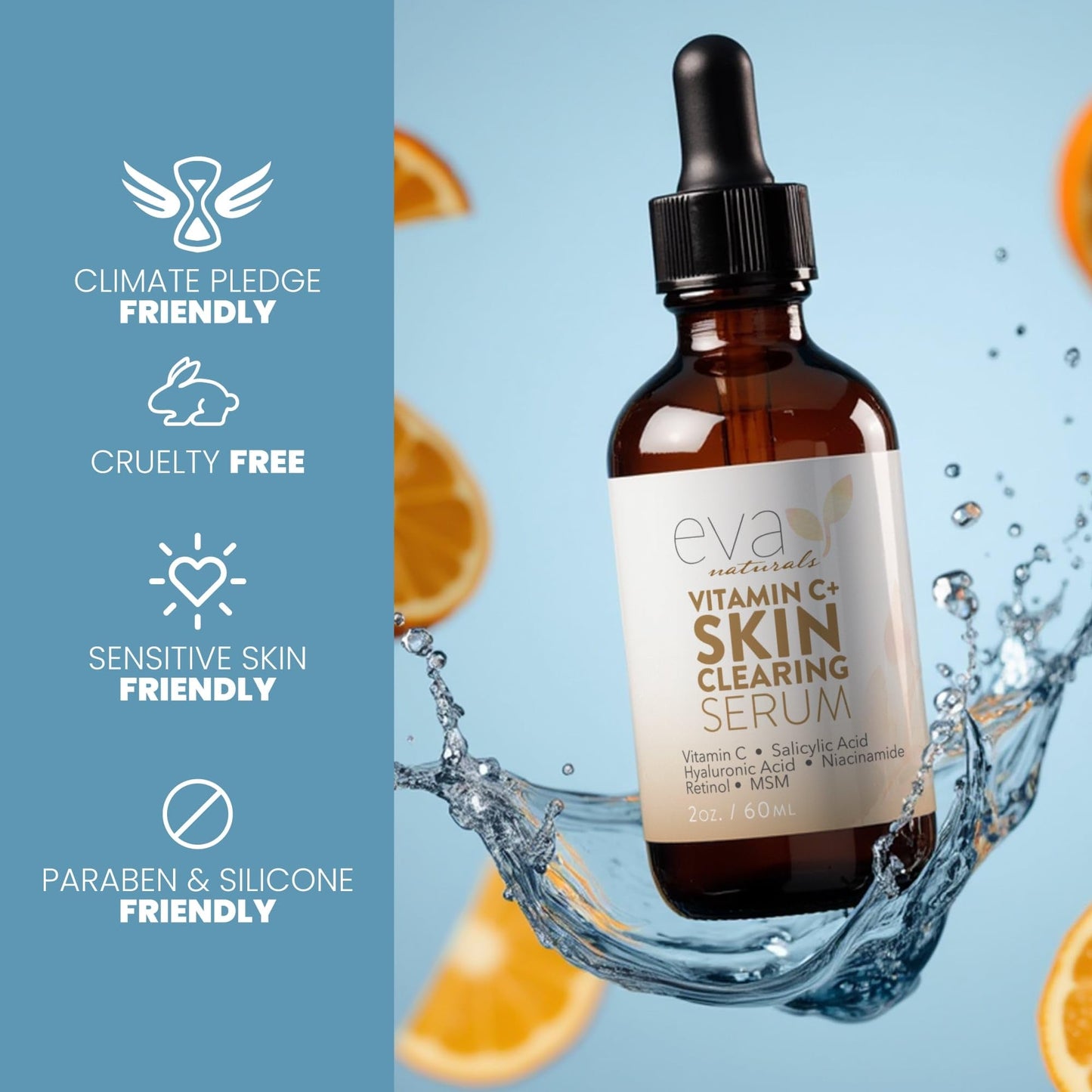 Eva Naturals Vitamin C Serum with Retinol & Salicylic Acid — Acne Clarity & Even Tone, 2 Fl Oz