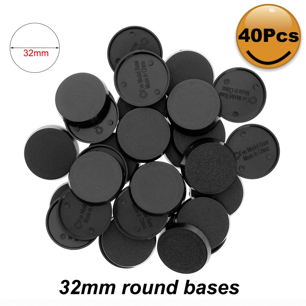 Evemodel MB432 32mm Round Plastic Model Bases – 40pc for Miniatures