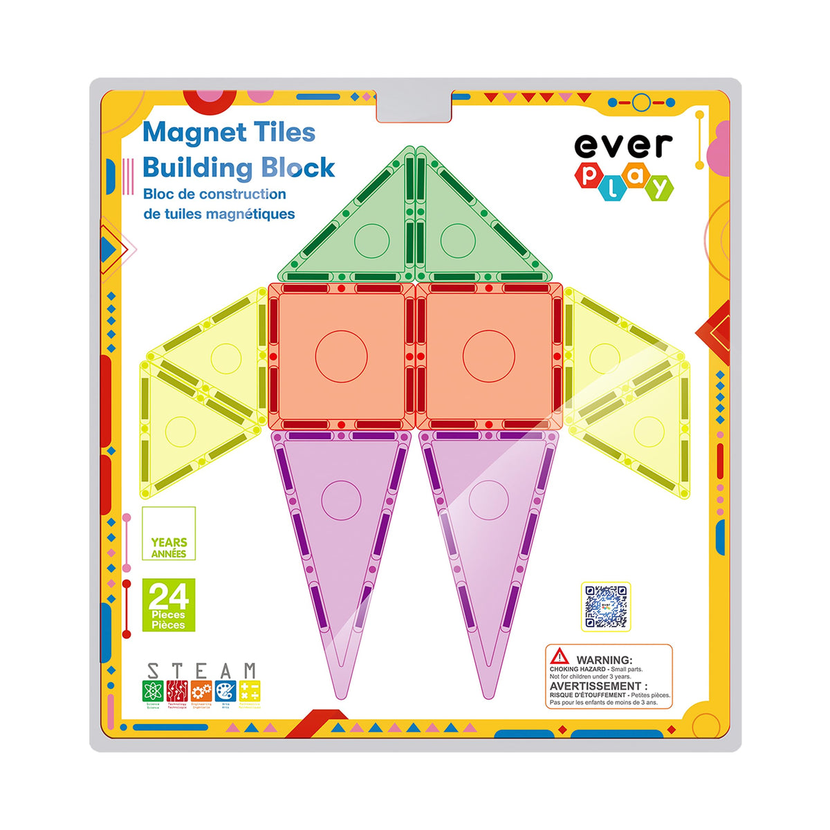 Everplay 24-Piece Magnetic Tile Building Set for Kids – STEM & Creative Play