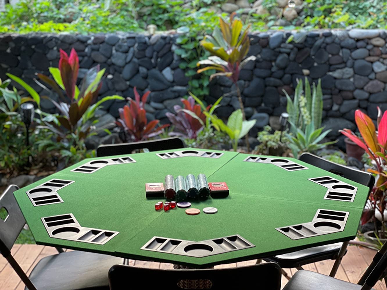 EVIEUN 48-Inch 8-Player Folding Poker Table Top – Portable Casino-Style Layout with Carry Bag
