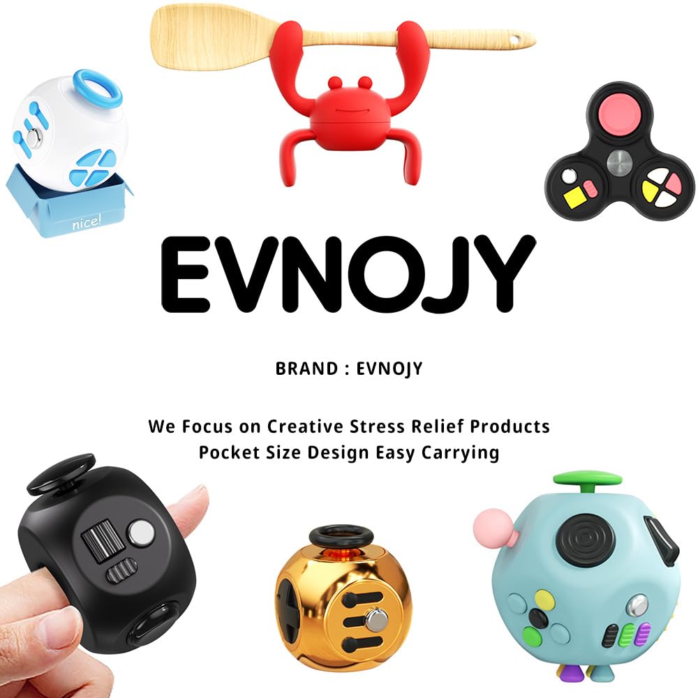 Evnojy Fidget Blocks – Infinite Cube for Adults | Stress Relief & Focus Toy (Black Red)