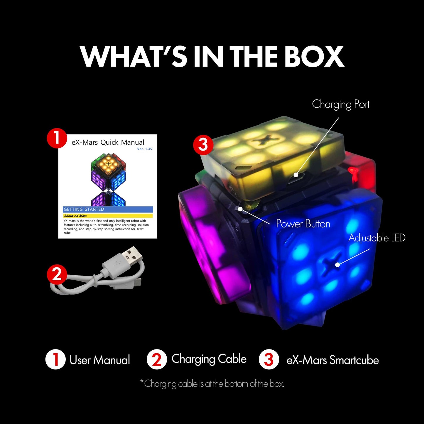 eX-Mars Connect AI Robot Cube - Self-Scrambling STEM Puzzle, 10 Types, Music