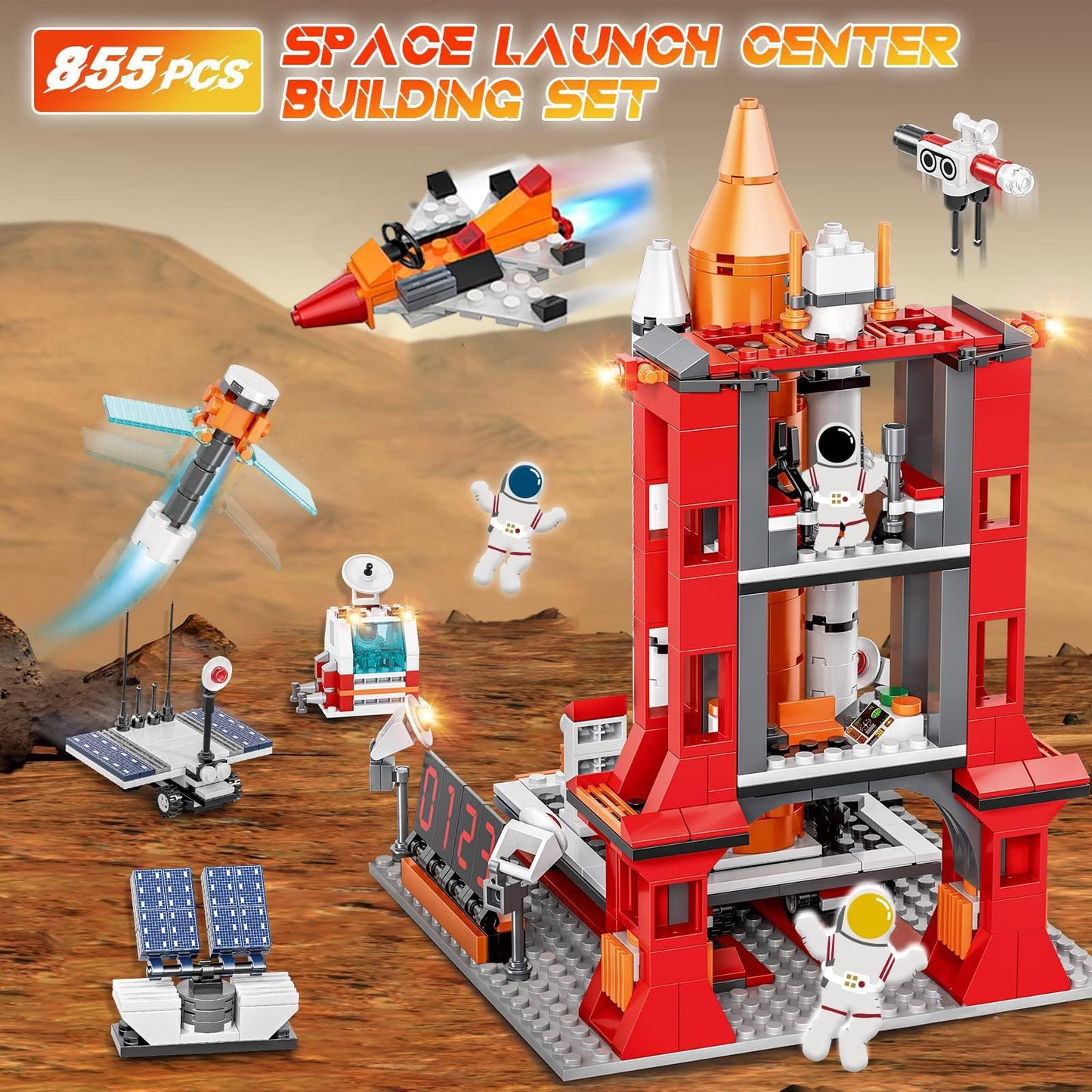 EXCOUP Space Exploration Shuttle Toys – 12-in-1 STEM Aerospace Building Kit (855 Pcs)