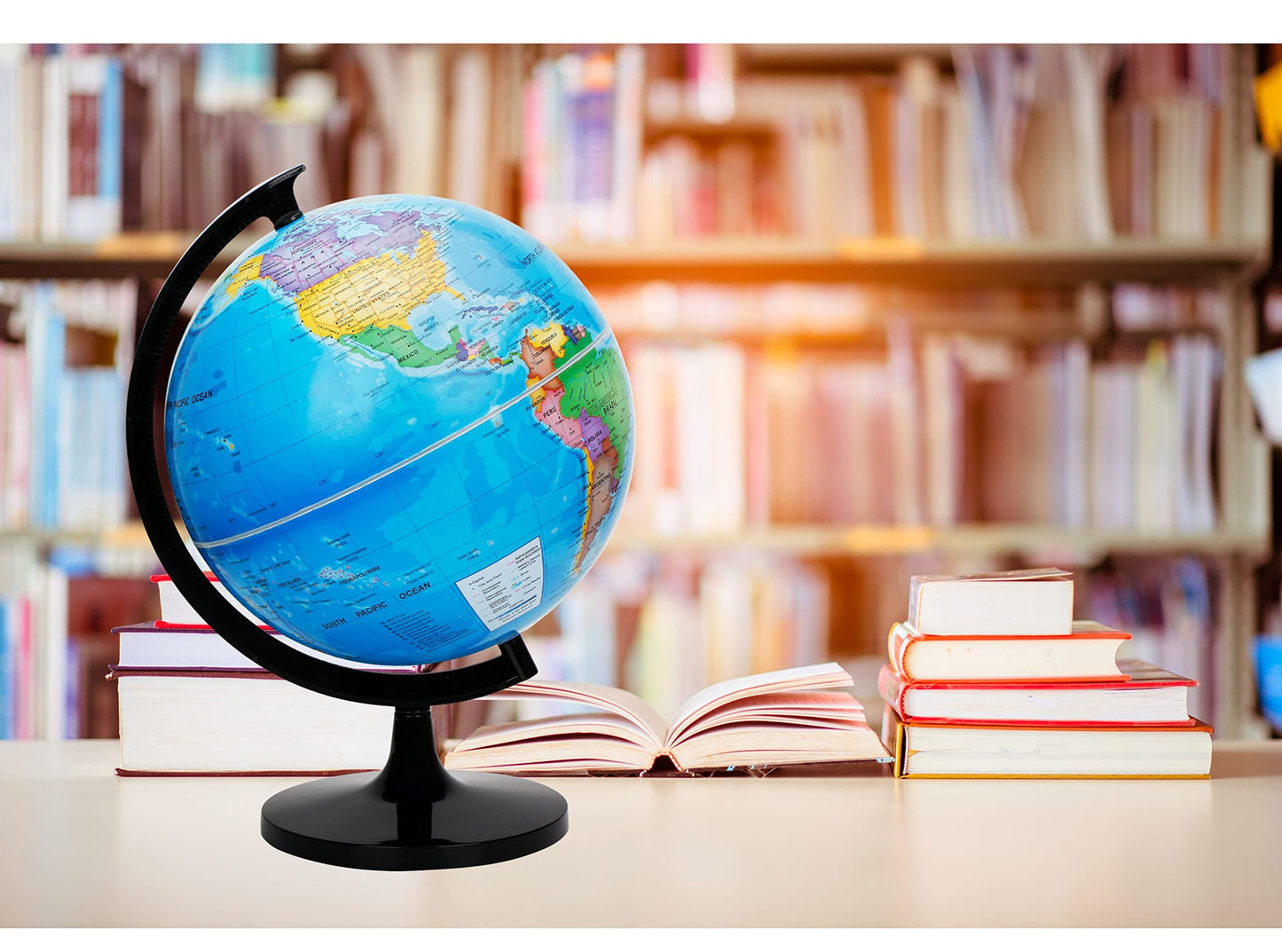Exerz 12-Inch World Globe – Self-Assembled Educational Political Map for Classroom